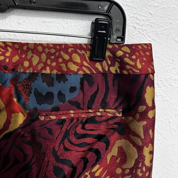 Anne Klein Colorful Abstract Jacquard Pants Slim Leg Manzanita Wineberry Size 8 - Picture 8 of 13